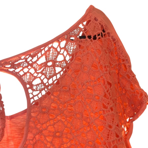 Aerie Coral Lace Back Blouse - Picture 6 of 7